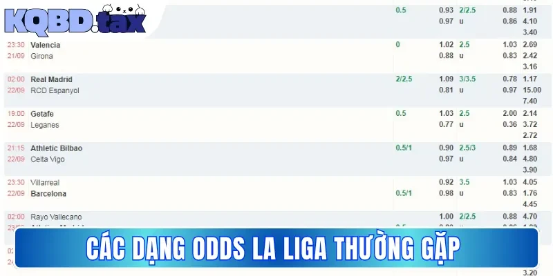 Các dạng Odds La Liga thường gặp 
