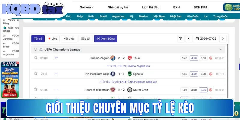 Giới thiệu chuyên mục Tỷ Lệ Kèo