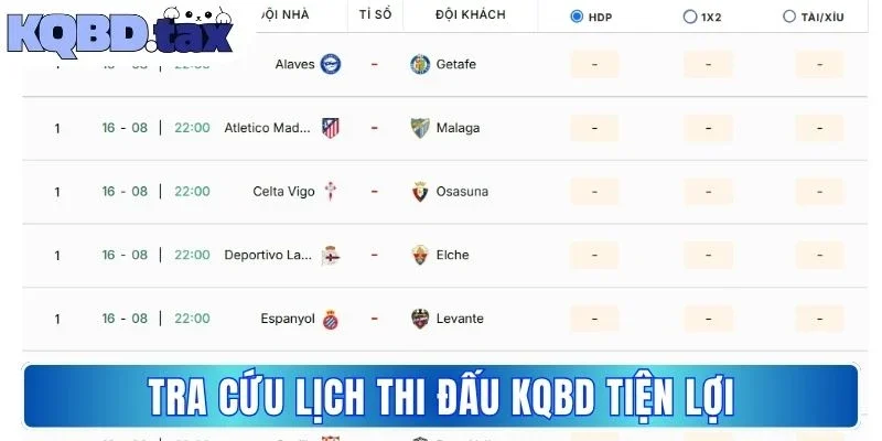 Tra cứu lịch thi đấu KQBD tiện lợi